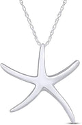 Starfish Charm Pendant Necklace for Women 14K Gold Plated 925 Sterling Silver Ocean Beach Jewelry with 18 Inch Rope Chain Summer Gift