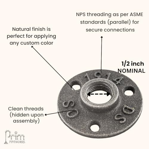 1/2" FLANGE: Industrial Threaded Black Iron Pipe Fittings; Natural - Image 3