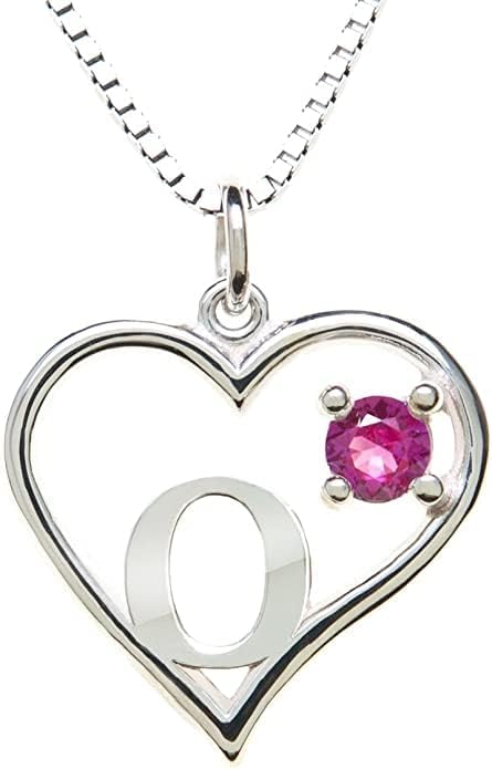 Silver Sterling Necklace Initial Letter A-Z Birthstone for Women – Personalized Custom Jewelry Pendant with Heart Design Customized Dainty Charm for Wife Girlfriend Mom – 18" Box Chain