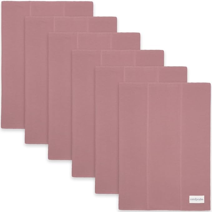 Comfy Cubs Baby Burp Cloths Set (Pack of 6) - Large, 6-Layer, Ultra Absorbent 100% Cotton for Infant Spit-Up, Drool, and Messes - Soft, Gentle, Thoughtful New Born Baby Gifts, Mauve