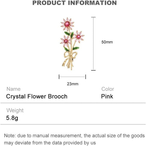 14K Gold Daisy Brooch with Crystal Inlay - Bright Bouquet Flower Crystal Brooch,Ideal Gift for Her on Special Occasions