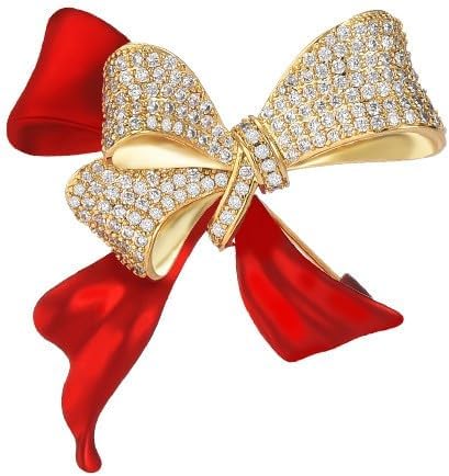 Bow Knot Pin Rhinestone Crystal Pearl Brooch 18k Gold Plated Lapel Pin Birthday Jewelry Gift for Women Men