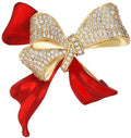 Bow Knot Pin Rhinestone Crystal Pearl Brooch 18k Gold Plated Lapel Pin Birthday Jewelry Gift for Women Men
