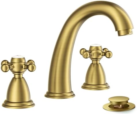 FORIOUS Bathroom Sink Faucet 3 Hole Widespread 8 Inch Vintage​ Brushed Gold by FORIOUS
