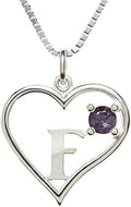 Silver Sterling Necklace Initial Letter A-Z Birthstone for Women – Personalized Custom Jewelry Pendant with Heart Design Customized Dainty Charm for Wife Girlfriend Mom – 18" Box Chain