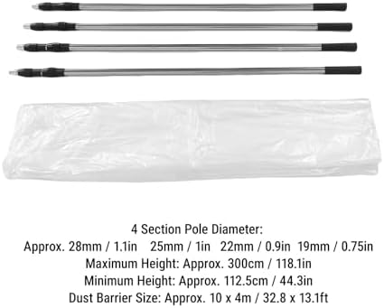 Pssopp Telescoping Dust Barrier Pole Kit, Aluminum Alloy Poles Zipper Entry - Image 2