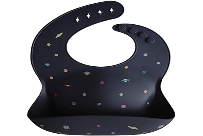 mushie Silicone Baby Bib | Adjustable Fit Waterproof Bibs (Planets)