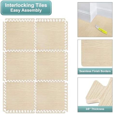 Sorbus Interlocking Wood Grain Foam Floor Tiles - Image 6