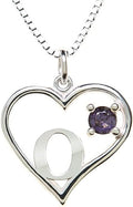 Silver Sterling Necklace Initial Letter A-Z Birthstone for Women – Personalized Custom Jewelry Pendant with Heart Design Customized Dainty Charm for Wife Girlfriend Mom – 18" Box Chain