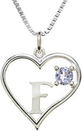Silver Sterling Necklace Initial Letter A-Z Birthstone for Women – Personalized Custom Jewelry Pendant with Heart Design Customized Dainty Charm for Wife Girlfriend Mom – 18" Box Chain