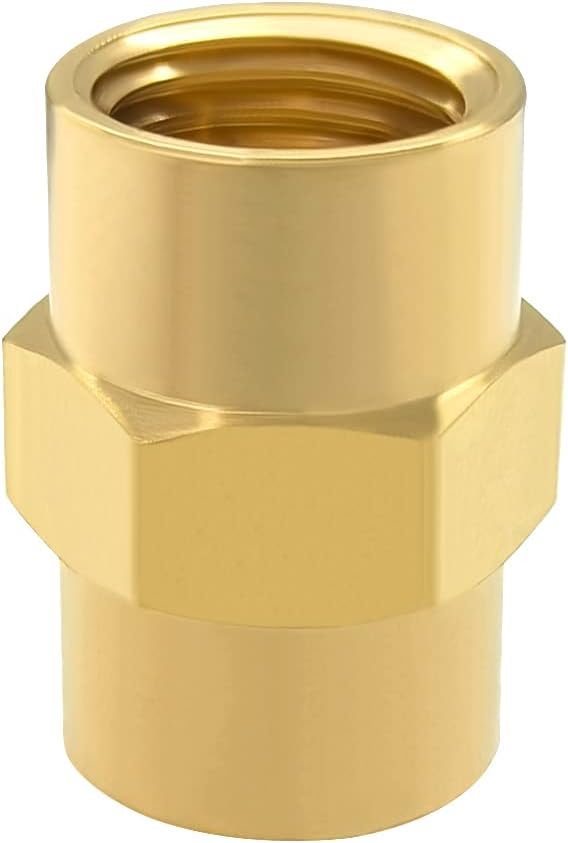 Hooshing 5PCS Brass Coupling Pipe Fitting, 1/4" x 1/4" NPT Female Coupler - Image 4