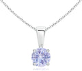 Angara Natural Tanzanite Solitaire Pendant for Women | Round Tanzanite Solitaire Pendant Necklace in 14K Solid Gold/Silver/Platinum With 18" Chain | December Birthday, Gemstone Jewelry Gift