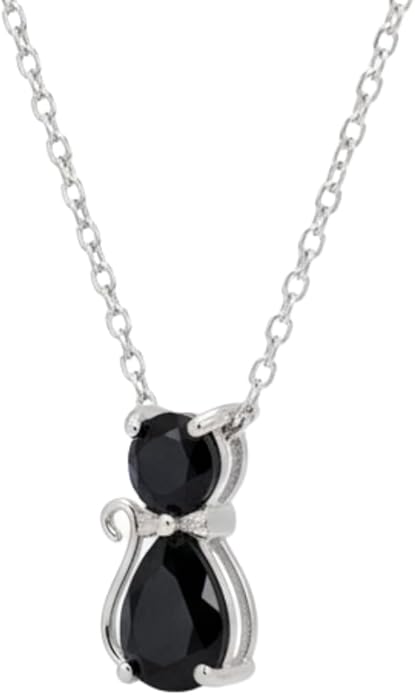 925 Sterling Silver Animal Pendant Necklace Collection for Women | Handmade Natural Gemstone Jewelry | Cat, Bee, Turtle & Bug Designs | Hypoallergenic Silver Necklace Gift for Her