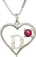 Silver Sterling Necklace Initial Letter A-Z Birthstone for Women – Personalized Custom Jewelry Pendant with Heart Design Customized Dainty Charm for Wife Girlfriend Mom – 18" Box Chain