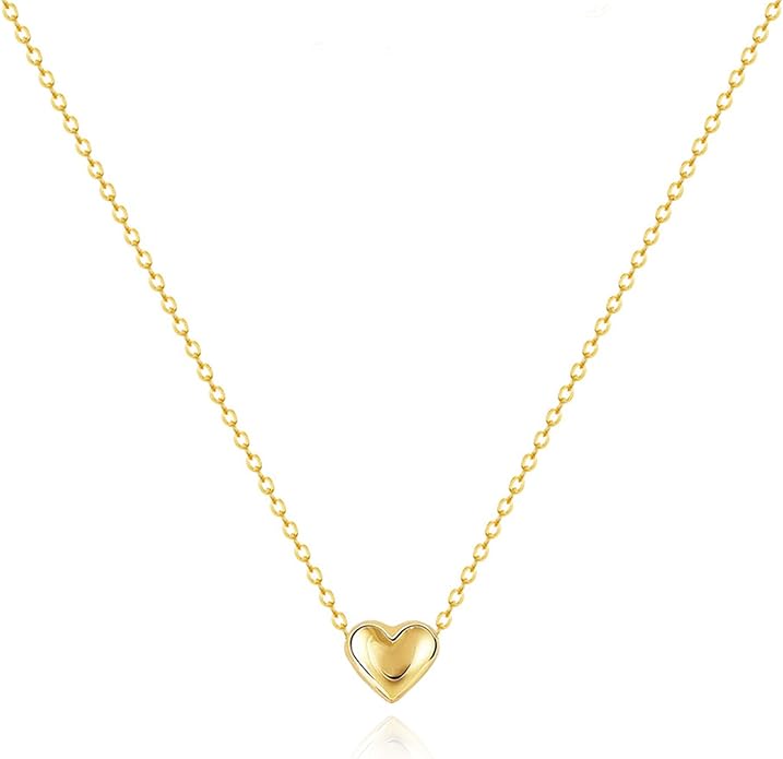 Zeffy Dainty Gold Heart Necklace for Women Trendy 14K Gold/Silver Plate Cute Heart Pendant Choker Necklaces Gold Love Heart Chain Necklace for Women Dainty Gold Jewelry Gifts for Women
