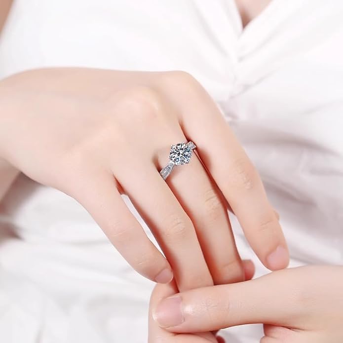 1CT/2CT Queen series moissanite ring, 952 silver, D-color VVS1-2,open rings,adjustable rings for women，Diamond ring substitute, ring for women.