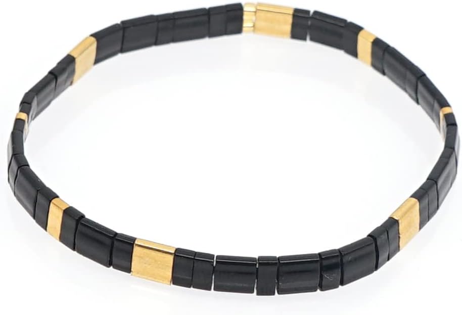 Sonateomber Tila Flat Beaded Stretch Bracelets for Women, Trendy Unique Colorful Square Beads Handmade Stack Bracelet Friendship Accessories Fashion Jewelry Gift