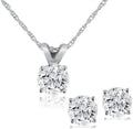 P3 POMPEII3 Pompeii 1/2Ct TW Diamond Solitaire Necklace Studs Set 14K White Gold Lab Grown (G-H,VS2-SI1)