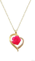 ONLYJUMP Rose Alloy Necklace for Women Heart Pendant Copper Zircon Light Luxury Fashion Jewelry Dainty Romantic Statement Necklace for Daily Wear Ideal Valentine's Day Anniversary Birthday Gift