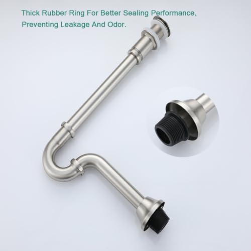 Brass P Trap with Pop Up Drain Stopper, U-Shape 1 1/4 Slip Joint Extension Tub - Image 7
