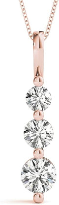 Houston Diamond District 1 to 5 Carat Classic Snowman 3 Stone LAB-GROWN Diamond Pendant Necklace Basic Collection (E-F Color VS2-SI1 Clarity)