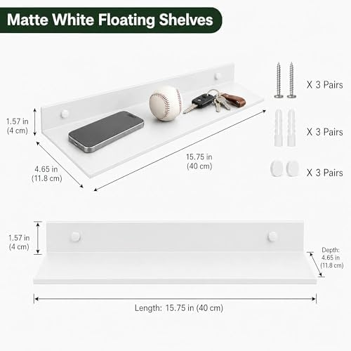 Z metnal White Wall Shelves, Small Corner Floating Bathroom Shelf, Lack Slim - Image 3