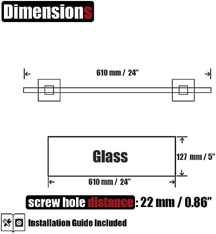 JQK Bathroom Glass Shelf, Floating Tempered Glass Shower Storage 24 by 5 inches - Image 3
