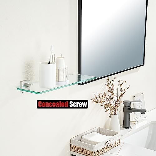 JQK Bathroom Glass Shelf, Floating Tempered Glass Shower Storage 16 by 5 inches - Image 5