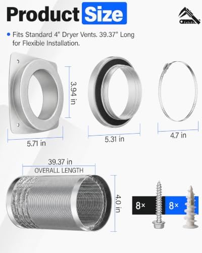 Magnetic Dryer Vent Connector Kit, Upgraded Hold, 3.3FT Hose - Image 2