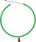 DISTANT DRUMS Simple Natural Green Aventurine Stone Jewelry Set for Women,Hoop Earrings,Bracelet,Necklace,18K Gold-plated Spiritual Gift,Fortunate Stone Jewelry,Choker