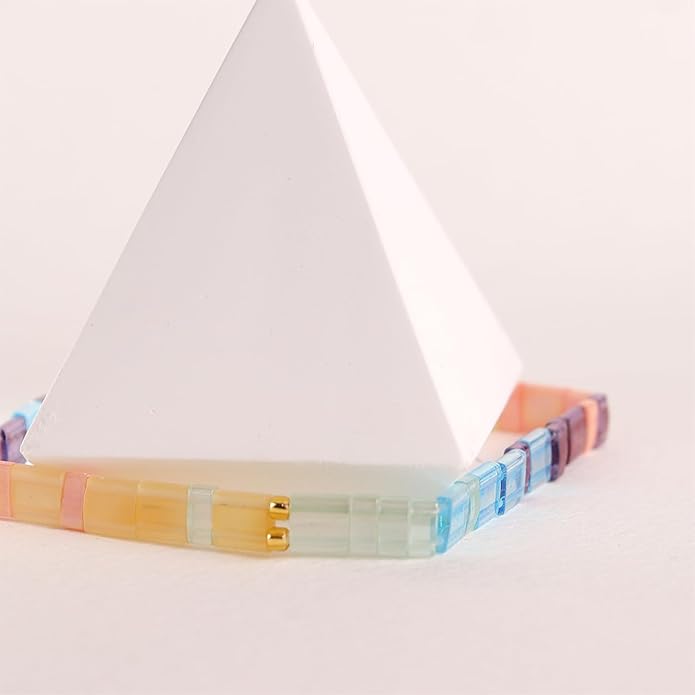 Sonateomber Tila Flat Beaded Stretch Bracelets for Women, Trendy Unique Colorful Square Beads Handmade Stack Bracelet Friendship Accessories Fashion Jewelry Gift