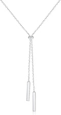 Long Necklace Sterling Silver Larait Bar Y Lariat Long Chain Drop Adjustable Necklace Gift for Her, 30"
