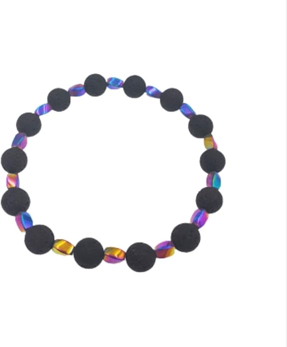 BESHEEK Rainbow Anklet Bracelet Hue Twisted Hematite and Round Artisan Beaded Anklet with Extension Handmade Hypoallergenic Beach Gala Wedding Style Jewelry