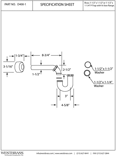 Westbrass D400-1-26 1-1/2" OD 17 gauge P-Trap - Image 5