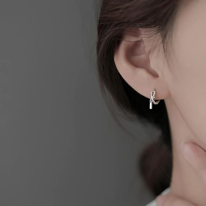 Reffeer Solid 925 Sterling Silver Minimalist Hoop Earrings for Women Teen Girls CZ Hoop Earrings Cartilage Helix Hoop Earrings Huggie