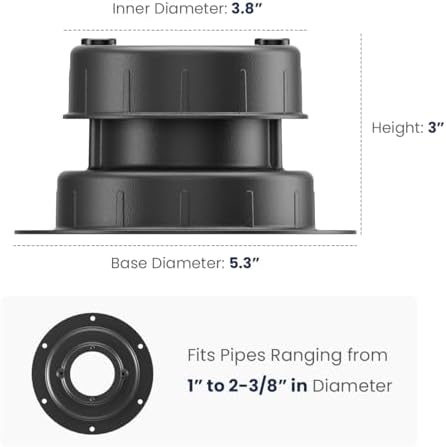 Safoner Aluminum RV Roof Vent Cover- Roof Plumbing Replacement Cap Kit - Image 3