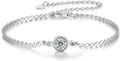 14K White Gold Over S925 Sterling Silver Princess/Round Cut D-color VVS1 Diamond Bracelet, Adjustable Chain with 0.7ct/0.5ct/1ct Diamond, Ideal Surprise for Trendy Women