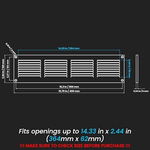 Repa Market Air Vent Cover 16x4 Inch Anthracite Galvanized Steel Louvered Grill - Image 2