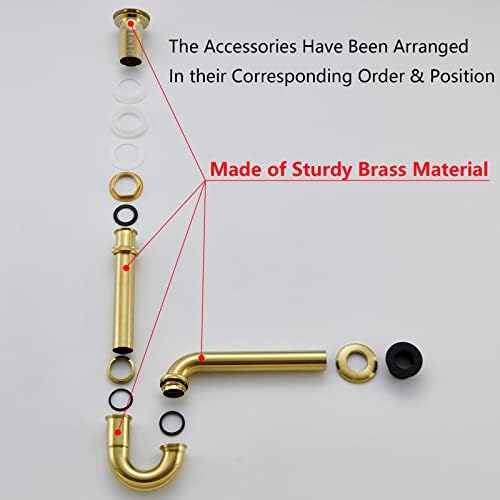 Brass P Trap with Bathroom Sink Stopper : 1-1/4 Sink Drain Bottle Trap Set No - Image 5