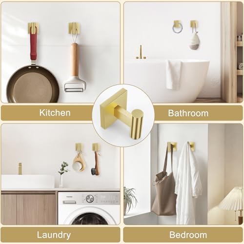 Brushed Gold Bathroom Accessories, Toilet Paper Holder, Towel Ring & Hooks - Image 5