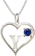 Silver Sterling Necklace Initial Letter A-Z Birthstone for Women – Personalized Custom Jewelry Pendant with Heart Design Customized Dainty Charm for Wife Girlfriend Mom – 18" Box Chain