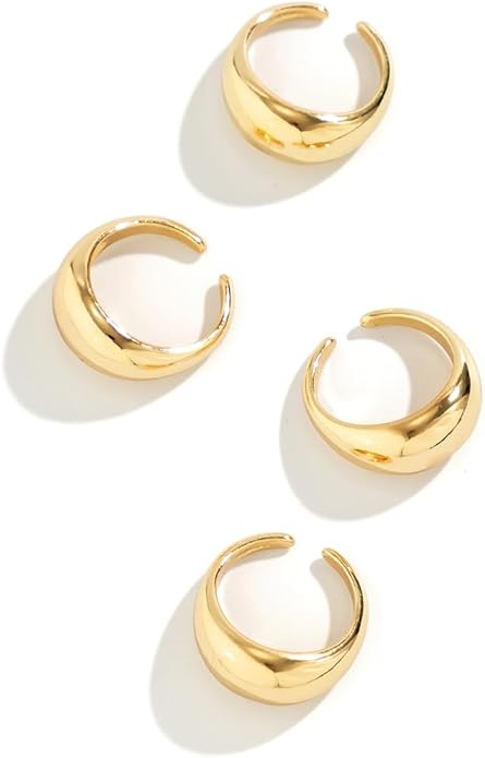 MIFYNN Chunky Gold Rings for Women Gold Silver Adjustable Thick Ring Fashion Statement Ring Open Dome Ring Chunky Silver Rings Geometric Curved Minimalist Simple Rings
