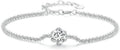 14K White Gold Over S925 Sterling Silver Princess/Round Cut D-color VVS1 Diamond Bracelet, Adjustable Chain with 0.7ct/0.5ct/1ct Diamond, Ideal Surprise for Trendy Women
