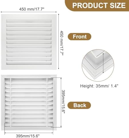 PATIKIL 16" x 16" Aluminum Return Grille, Air Supply Vent Cover Linear Bar - Image 2