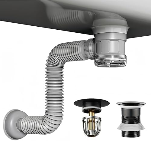 Bathroom Sink Drain Kit with Clear Bottle Trap and Flexible Water Seal Pipe by Unknown