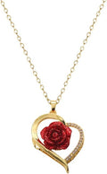 ONLYJUMP Rose Alloy Necklace for Women Heart Pendant Copper Zircon Light Luxury Fashion Jewelry Dainty Romantic Statement Necklace for Daily Wear Ideal Valentine's Day Anniversary Birthday Gift