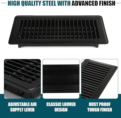VOISEN Floor Register 4x10, 4 Pack Black Floor Register Vents - Image 5