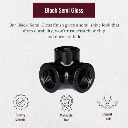 1/2" 3-WAY ELBOW Industrial Threaded Black Iron Pipe Fittings; Black Semigloss - Image 2