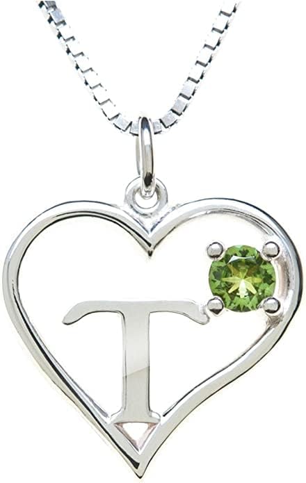 Silver Sterling Necklace Initial Letter A-Z Birthstone for Women – Personalized Custom Jewelry Pendant with Heart Design Customized Dainty Charm for Wife Girlfriend Mom – 18" Box Chain