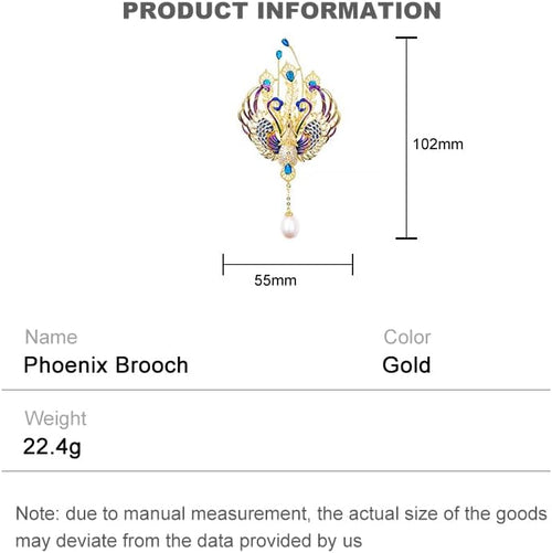 14K Gold Majestic Phoenix Brooch Embellished with Lustrous Pearls and Colorful Gemstones, Sophisticated Jewelry for Memorable Events, Must-Have Accessory for Elegant Women